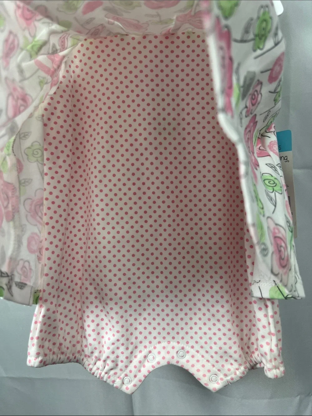 Offspring Pink & Green Floral Baby Dress with Hat NWT